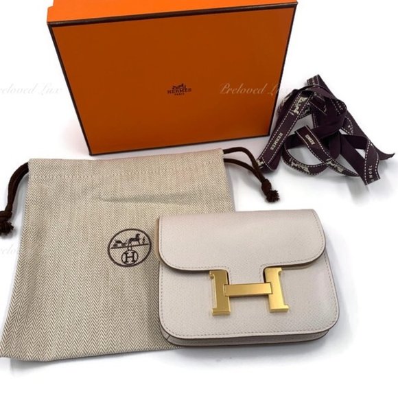Authentic HERMES Gris Pale (light grey) Constance Slim Epsom Leather Gold HW - Picture 3 of 17